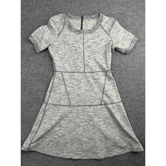 Athleta Textured En Route Ponte Dress Women's S Gray Short Sleeve Fit & Flare - Picture 1 of 8